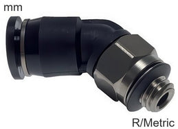 Bocht Push-In-Fittingen Messing En Kunststof R/Metrische Schroefdraad Mannelijk 45 Graden