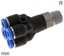 4-Weg Verdeler Push-In-Fittingen Messing En Kunststof R-Draad Mannelijke Y-Vorm