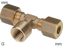 Compressie T-Stukken Messing G-Draad Vrouwelijk