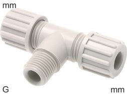 Compressie T-Stukken Plastic PA G-Draad Mannelijk