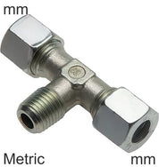 Compressie T-Stukken RVS Metrische Schroefdraad Mannelijke T-Vorm