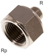 Verloopnippels Messing R/Rp-Draad PN16