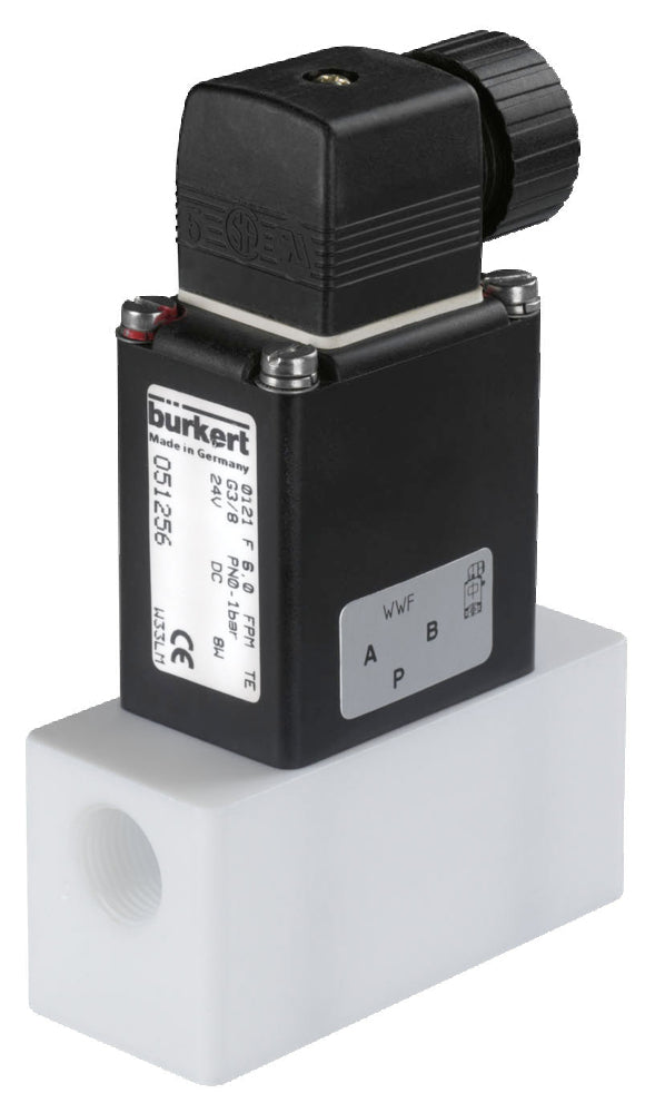 Solenoid Valve 3/2 Mixing G3/8'' Plastic FFKM/FKM 0-1bar/15psi 24VDC 0121 77033