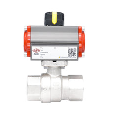 Rp 1 1/2" Pneumatische Messing 2-weg Kogelkraan - Dubbelwerkend