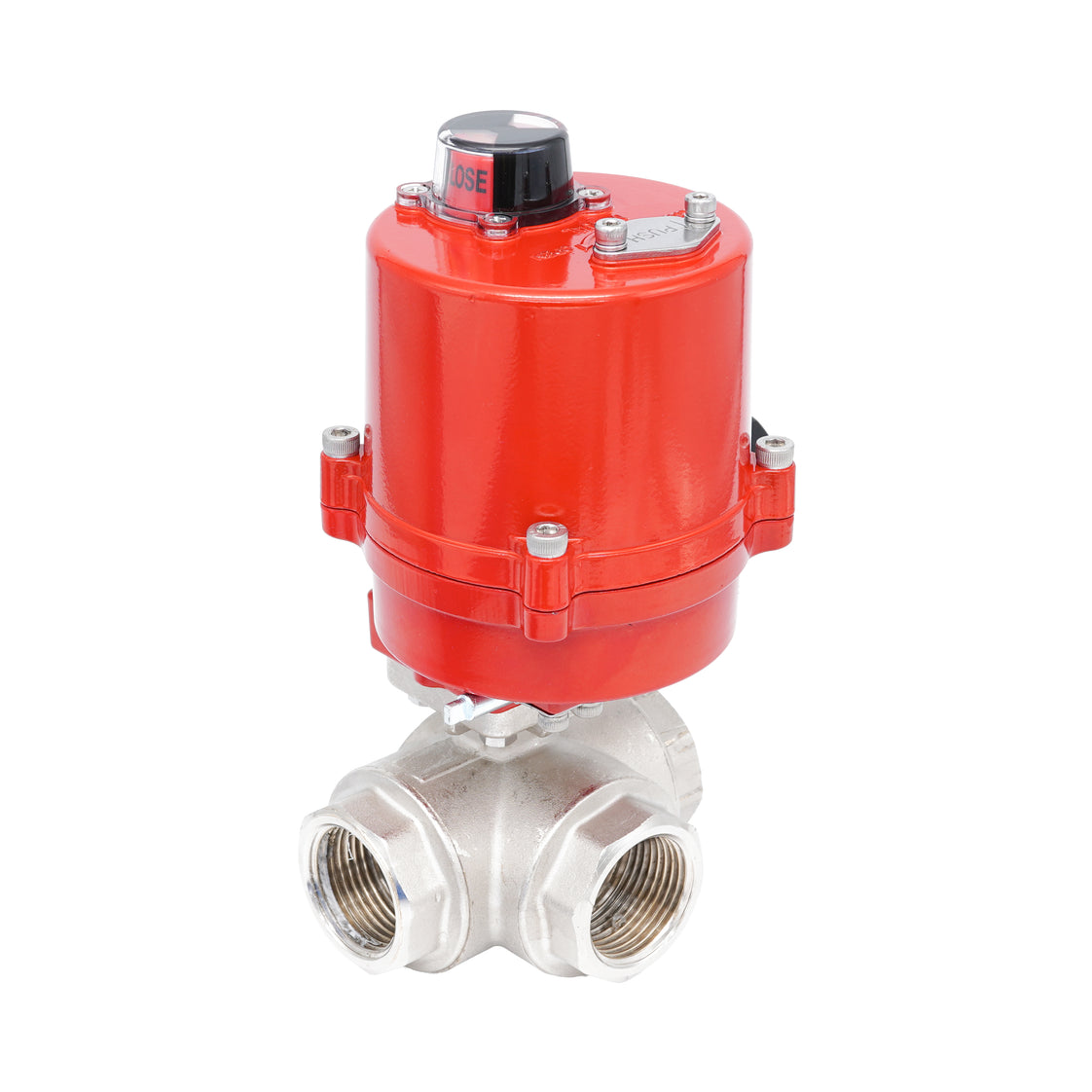 Rp 3/4" Elektrische Messing 3-weg Kogelkraan met L-boring 24 V AC/DC