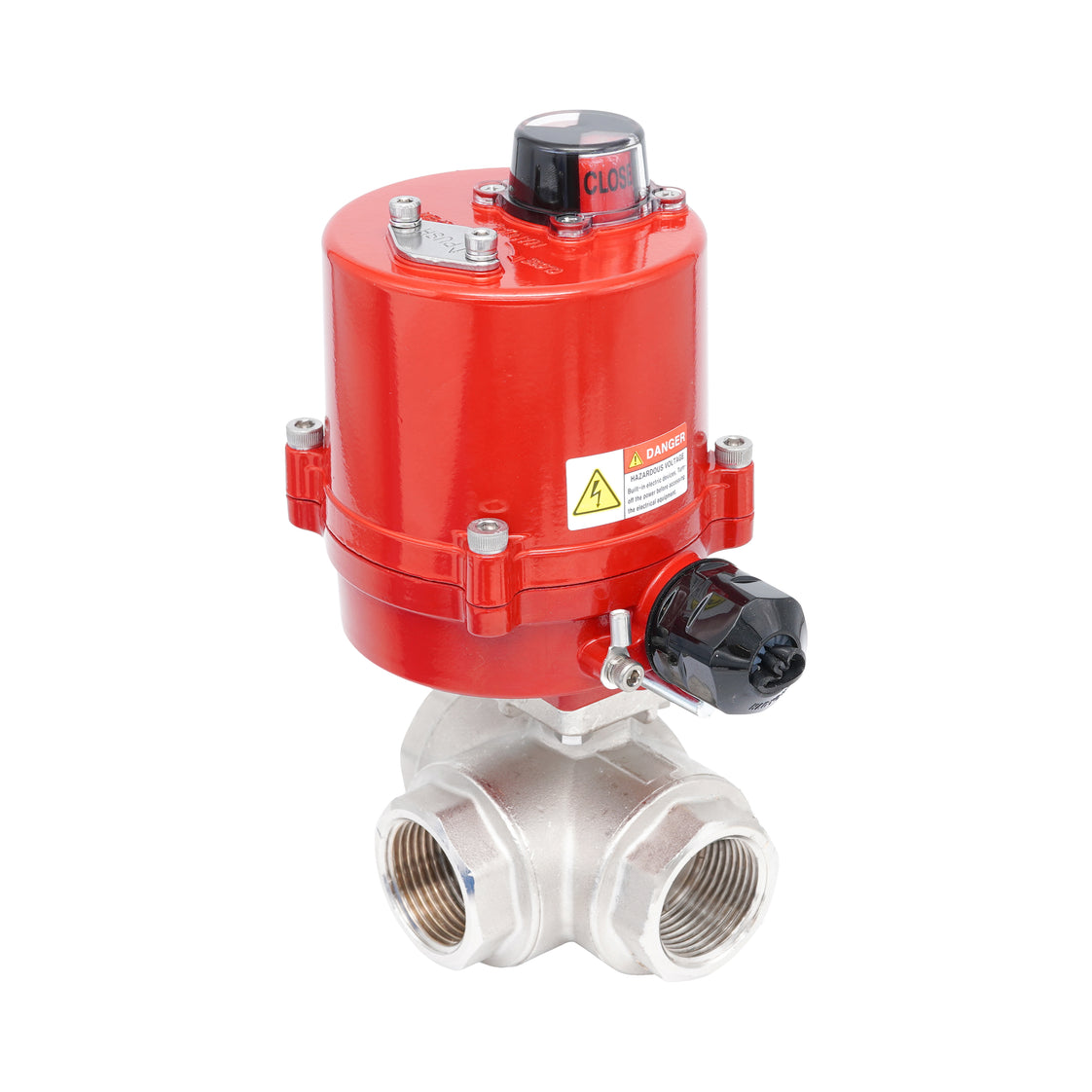 Rp 2" Elektrische Messing 3-weg Kogelkraan met L-boring 100-240 V AC