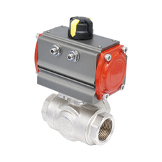 Rp 3/4" Pneumatische Messing 3-weg Kogelkraan met L-boring - Dubbelwerkend