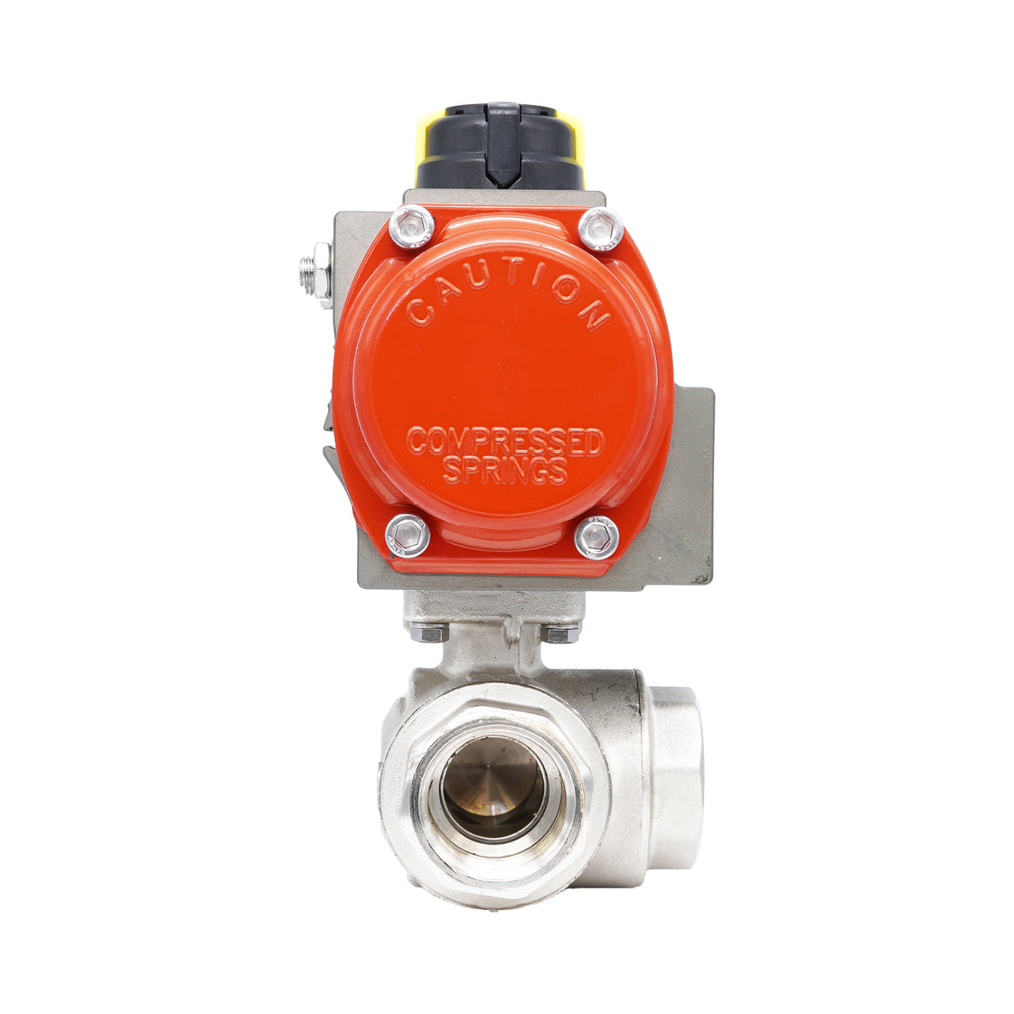 Rp 3/8" Pneumatische Messing 3-weg Kogelkraan met T-boring - Verenopenend