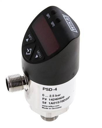 0 tot 10bar Roestvrij Staal Wika Electronic Drukschakelaar G1/4'' 1VDC IO-Link 4-pins M12-connector