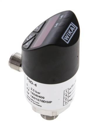 0 tot 10bar Roestvrij Staal Wika Electronic Drukschakelaar G1/4'' 1VDC IO-Link 4-pins M12-connector