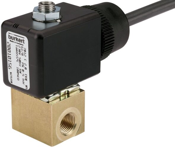 Solenoid Valve 3/2 NC 20x20 mm SFB Brass FKM 0-5.5bar/80psi 24VDC 7012 20074688