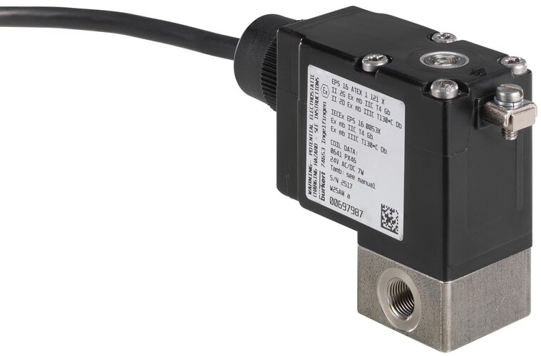 Solenoid Valve G1/4'' NC Stainless steel FKM -1-5bar/-15-73psi 24VDC Oxygen Fat/Oil Free 2873 255430