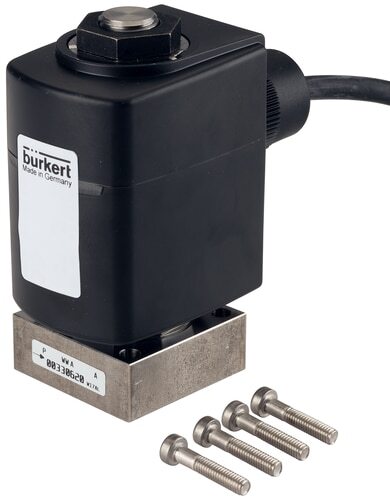 Solenoid Valve 40x40 mm SFB flange NC Stainless steel PTFE 0-20bar/290psi 24VDC 6027 340040