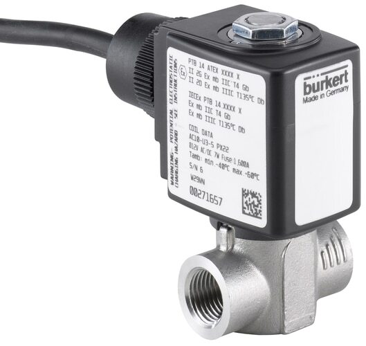 Solenoid Valve G1/4'' NC Stainless steel PCTFE 1-160bar/15-2321psi 24VAC/DC Oxygen Fat/Oil Free ATEX 6240 387768