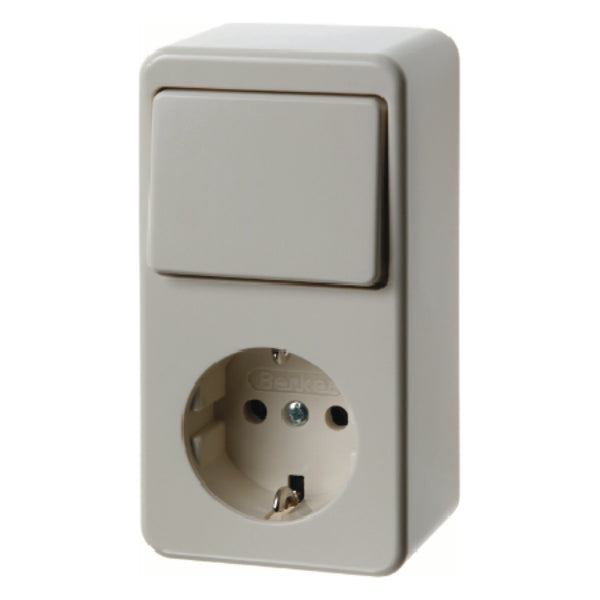 Hager Berker Combination Change-Over Switch with SCHUKO Outlet White - 479640