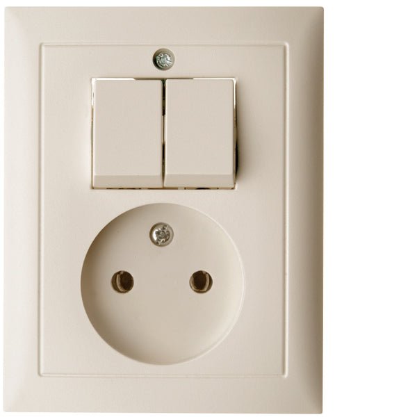 Hager Berker S.1 Series Switch With 2P Socket Outlet - White - 6143658982