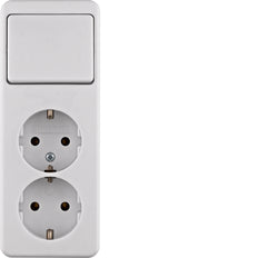 Hager Berker Switch Combination Double Outlet Socket Surface Mounted - 61402649
