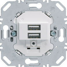 Hager Berker 230V 2-Gang USB Charging Socket Outlet 3A Matte White - 260209