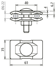 Dehn Parallel Connector St Bare For Rd 6-22mm PV 6.22 Frm10x40 Stblank - 306121