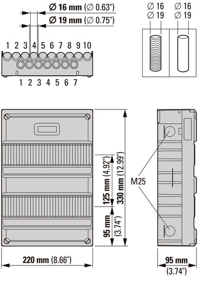 Eaton S55 Flex 3-Phase 5-Group Distribution Board 40A - 1966037
