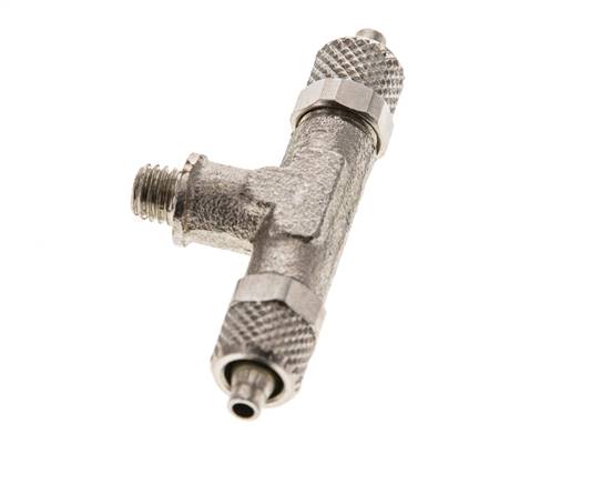 5x3 & M5 Nickel plated Brass Tee Push-on Fitting with Male Threads [2 Pieces]
