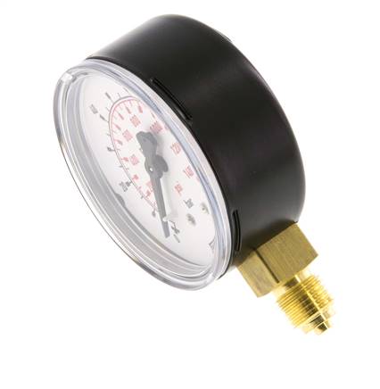 0..100 Bar (0..1450 psi) Pressure Gauge Below Steel/Brass 63 mm Class 1.6