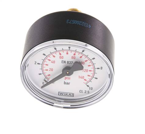 0..10 Bar (0..145 psi) Pressure Gauge Rear Plastic/Brass 50 mm Class 2.5