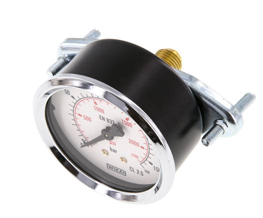 0..160 Bar (0..2321 psi) Panel Mount Pressure Gauge Steel/Brass 63 mm Class 2.5 (Bracket)