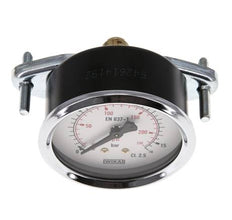 0..16 Bar (0..232 psi) Panel Mount Pressure Gauge Steel/Brass 63 mm Class 2.5 (Bracket)