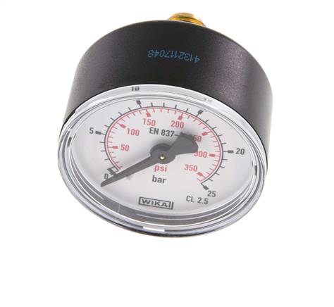 0..25 Bar (0..363 psi) Pressure Gauge Rear Plastic/Brass 50 mm Class 2.5