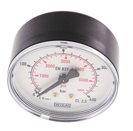 0..400 Bar (0..5802 psi) Pressure Gauge Rear Plastic/Brass 63 mm Class 2.5