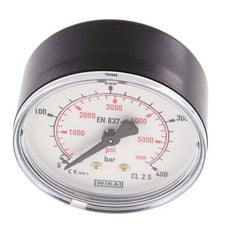 0..400 Bar (0..5802 psi) Pressure Gauge Rear Plastic/Brass 63 mm Class 2.5