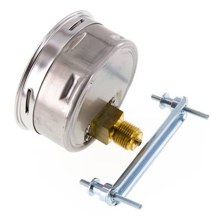 0...40 Bar (0..580 psi) Paneelmontage Manometer Staal/Brons 100 mm Klasse 1.0 (Beugel)