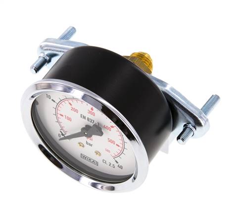 0...40 Bar (0..580 psi) Paneelmontage Manometer Staal/Brons 63 mm Klasse 2.5 (Beugel)