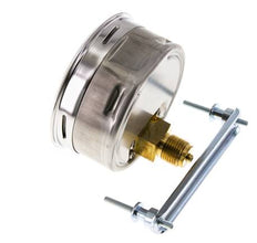 0...4 Bar (0..58 psi) Paneelmontage Manometer Staal/Brons 100 mm Klasse 1.0 (Beugel)