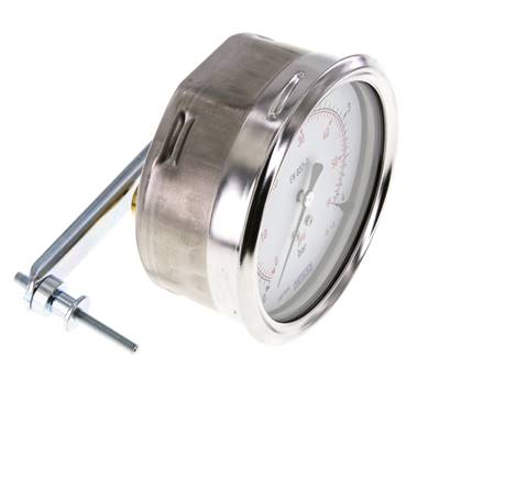 0...4 Bar (0..58 psi) Paneelmontage Manometer Staal/Brons 100 mm Klasse 1.0 (Beugel)