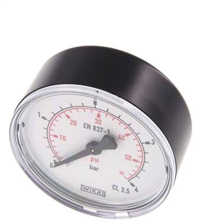 0..4 Bar (0..58 psi) Pressure Gauge Rear Plastic/Brass 63 mm Class 2.5