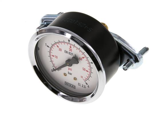 0...4 Bar (0..58 psi) Paneelmontage Manometer Staal/Brons 63 mm Klasse 2.5 (Beugel)