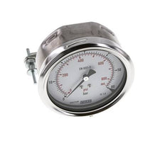 0...60 Bar (0..870 psi) Paneelmontage Manometer Staal/Brons 100 mm Klasse 1.0 (Beugel)