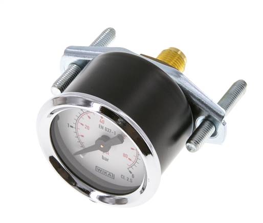 0...6 Bar (0..87 psi) Paneelmontage Manometer Staal/Brons 40 mm Klasse 2.5 (Beugel)