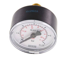 0..6 Bar (0..87 psi) Pressure Gauge Rear Plastic/Brass 50 mm Class 2.5