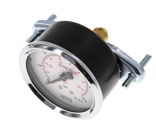 0...6 Bar (0..87 psi) Paneelmontage Manometer Staal/Brons 63 mm Klasse 2.5 (Beugel)