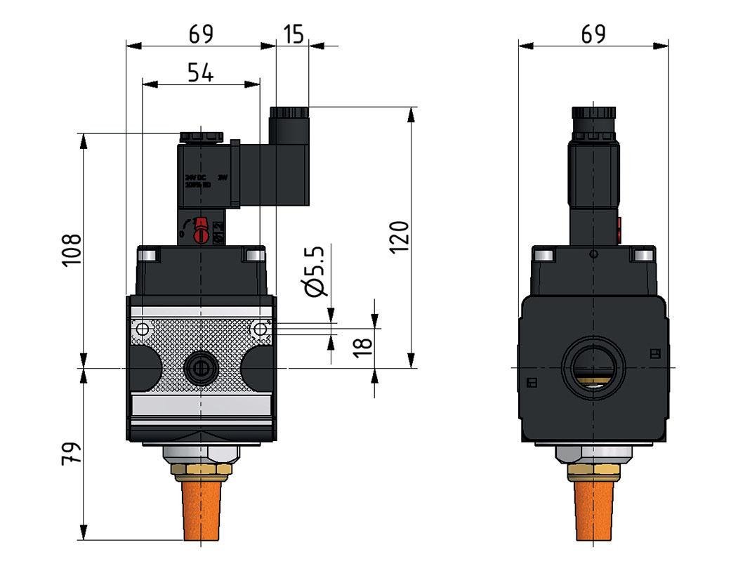 3/2 Klep G1/2 24VDC 4000 l/min Multifix 2
