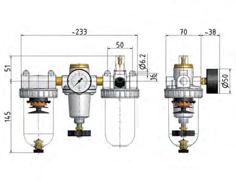 FRL 3-Part G3/8'' 1400 l/min 0.5-10.0bar/7-145psi Semi-Auto Metal Standard 2