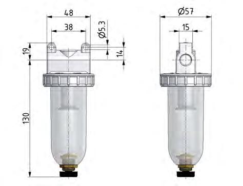 Filter 5microns G1/4'' 800l/min Semi-Auto Metal Standaard 1