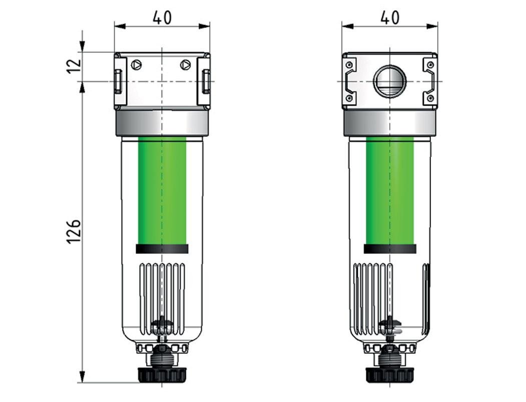 Microfilter 0.01micron G1/4'' 450l/min Semi-Auto Polycarbonaat Multifix 0