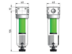 Microfilter 0.01micron G1/4'' 450l/min Semi-Auto Polycarbonaat Multifix 0