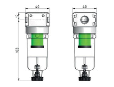 Microfilter 0.01micron G1/8'' 230l/min Semi-Auto Polycarbonaat Multifix 0