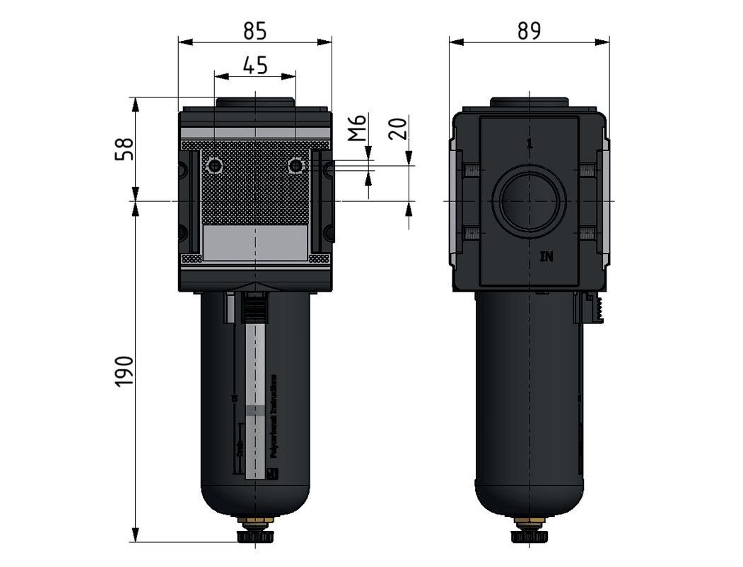 Voorfilter 0.3micron G1'' 2000l/min Semi-Auto Metal Multifix 4