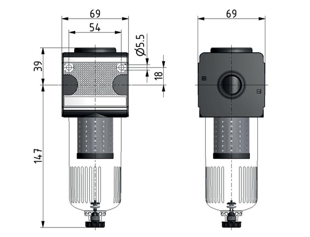 Voorfilter 0.3micron G1/2'' 500l/min Auto Polycarbonaat Multifix 2